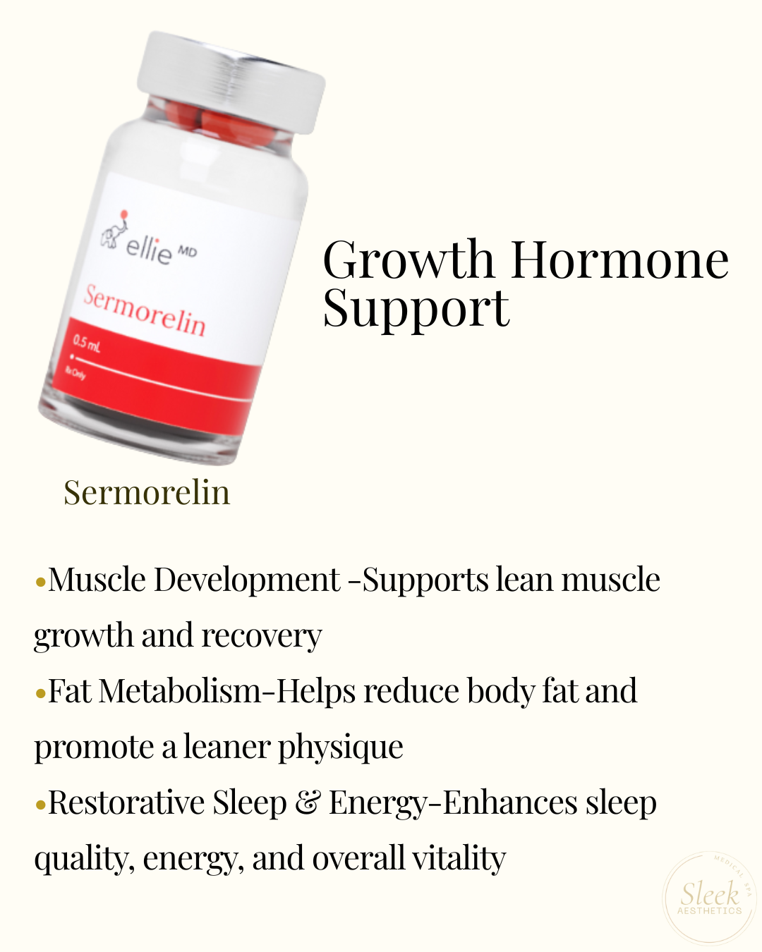 Sermorelin growth hormone-releasing peptide for anti-aging, muscle recovery, and longevity